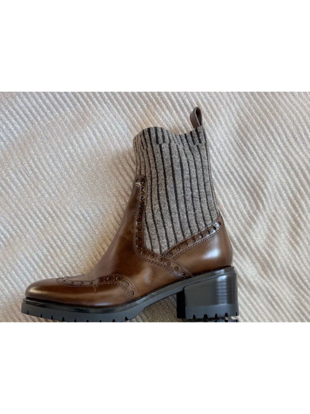 Santoni Women's Brogue Detailed Sock Style Chelsea Boots Brown Leather 37 - Picture 4 of 8